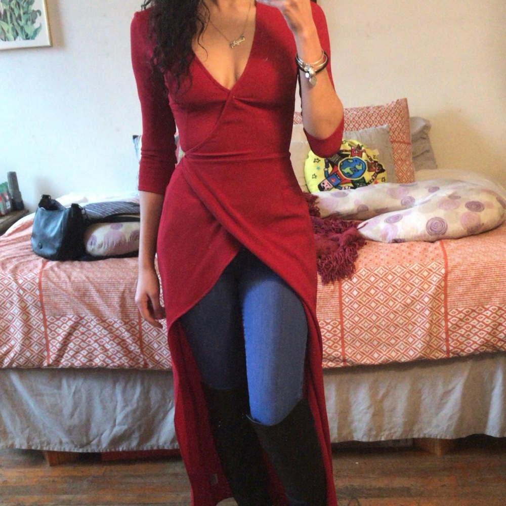 Elegant Red Wrap Dress